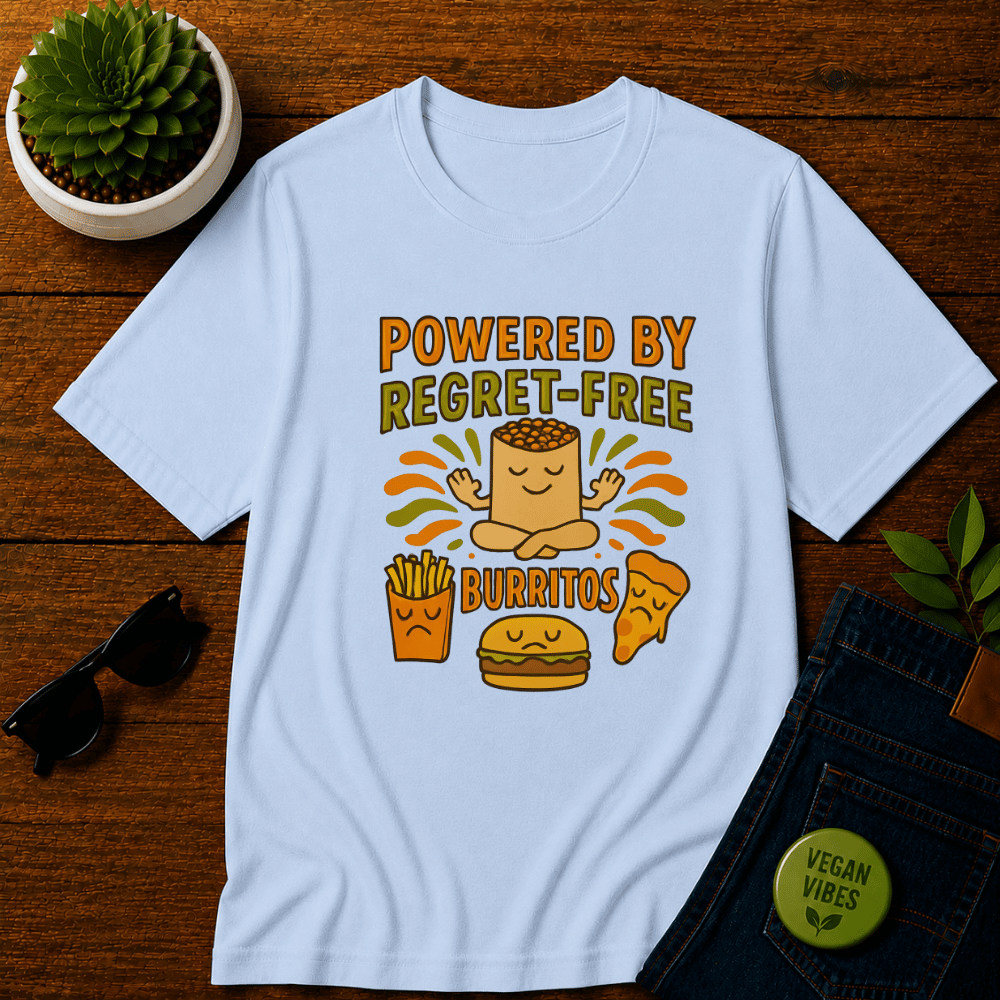Powered by Regret Free Burritos T-Shirt