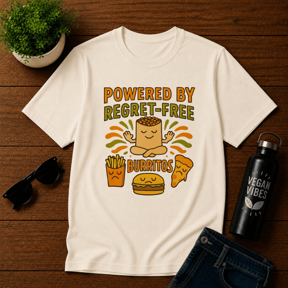 Powered by Regret Free Burritos T-Shirt