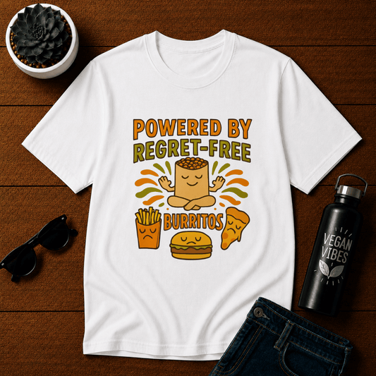 Powered by Regret Free Burritos T-Shirt