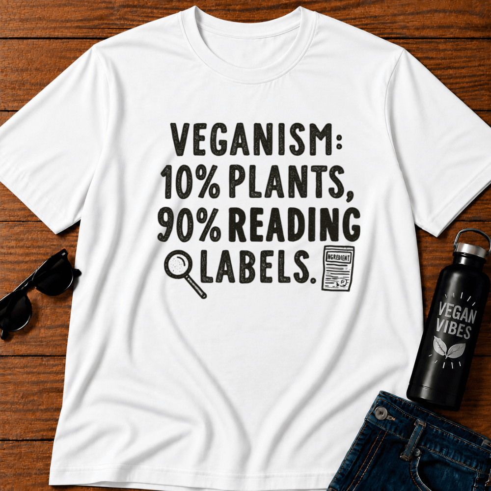 Veganism 10% Plants 90% Reading Labels  T-Shirt